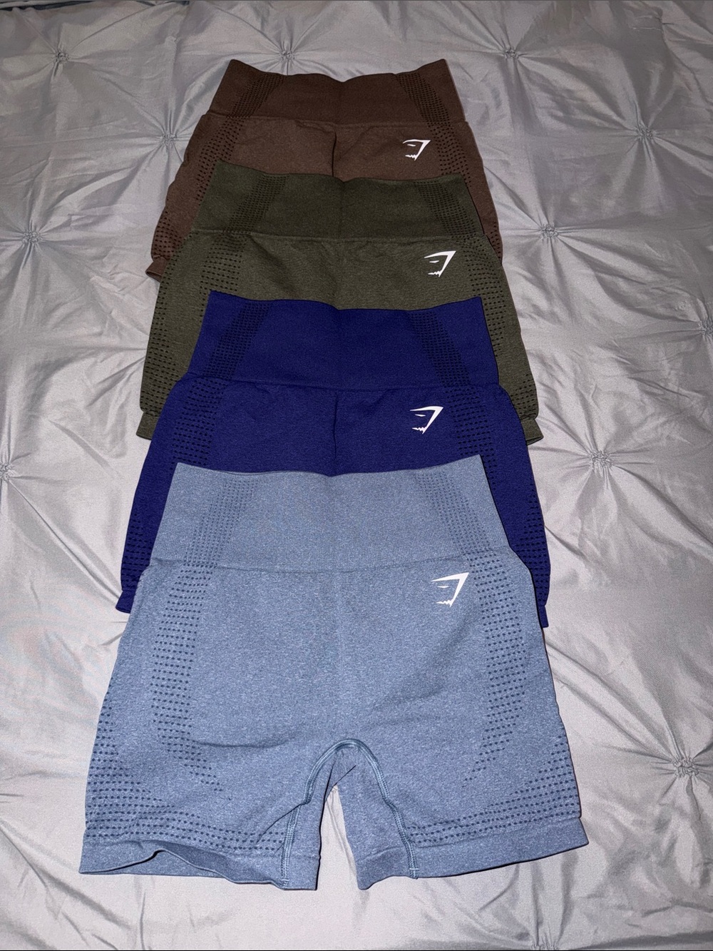 Gymshark Men’s Athletic Shorts Bundle - Light Blue, Royal Blue, Olive, Brown